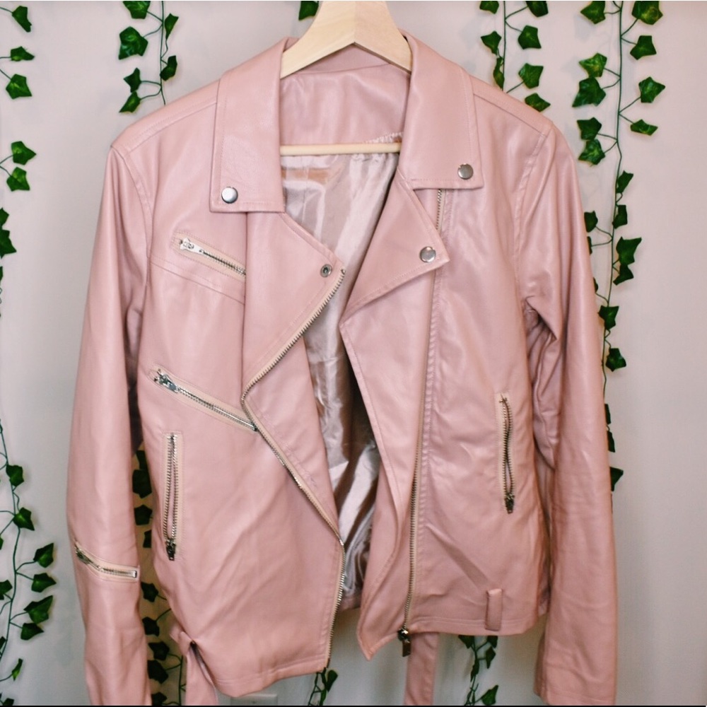 FAUX pink leather jacket